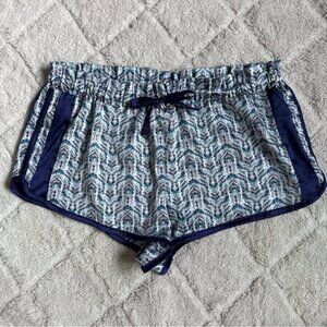 Victoria’s Secret | Arrow Pattern Blue White Silky Pajama Shorts | Size Small